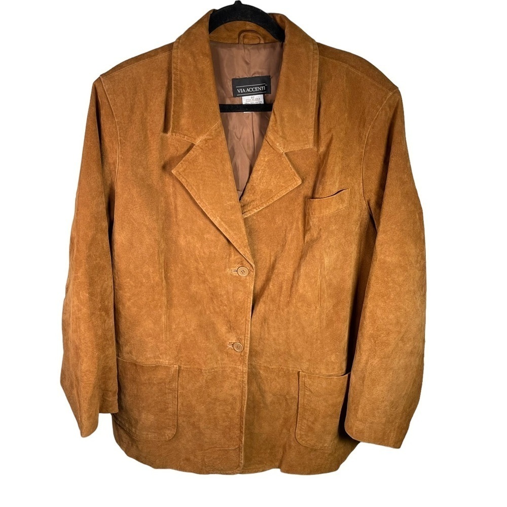 Via Accenti Design Cognac Tan Genuine Leather Ranch Jacket